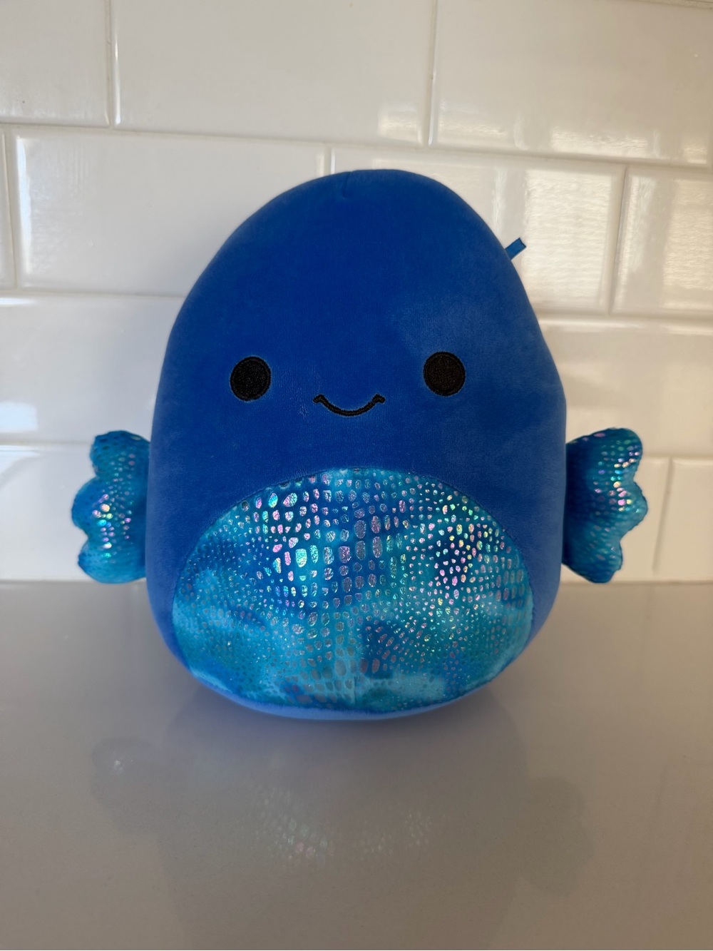 Squishmallows “Jazwares” Blue Plush Fish with Sparkle Belly